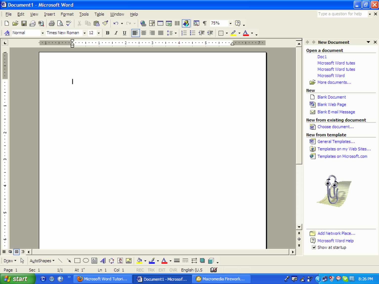 Microsoft Word XP Document Editing with Clippy (2002)